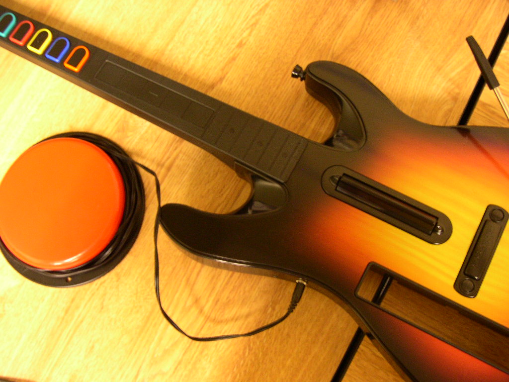 A switch adapted Guitar hero guitar